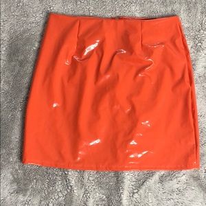 Orange latex skirt